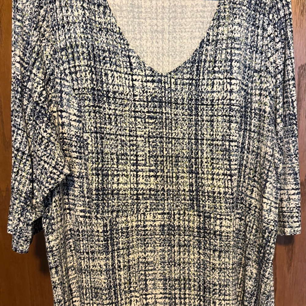 J. Jill Black and Cream V-Neck Blouse